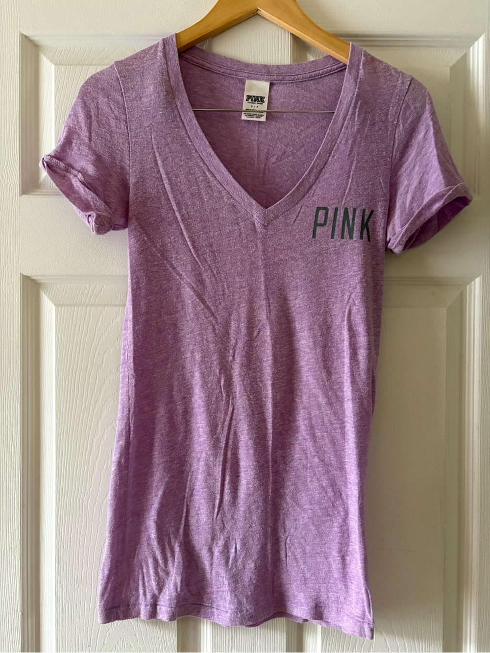 Victoria's Secret PINK Short-Sleeve V-Neck Tee in Lavender